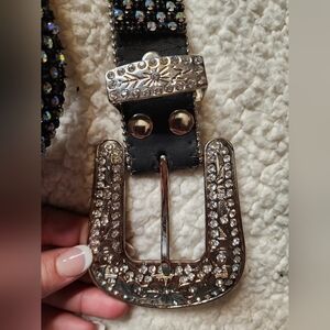 Elegant Black and Silver Embellished Belt